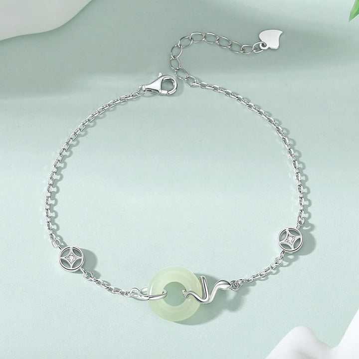 Bracelet porte-bonheur en argent sterling 925 avec boucle de paix en jade Hetian et Buddha Stones