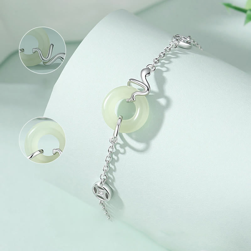 Bracelet porte-bonheur en argent sterling 925 avec boucle de paix en jade Hetian et Buddha Stones