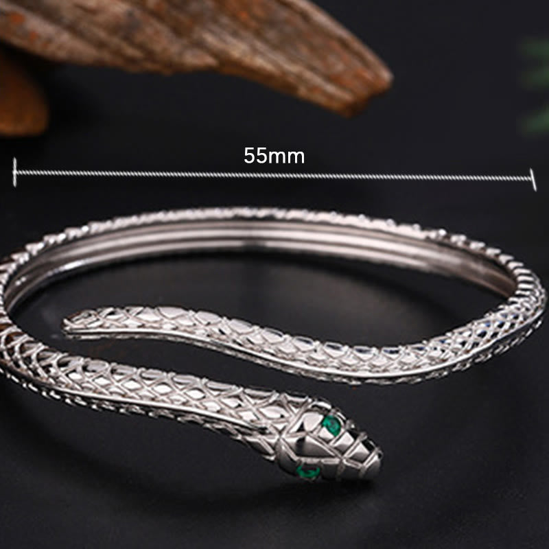 Bracelet de bénédiction de l'année du serpent en argent sterling 999 en forme de serpent de Buddha Stones