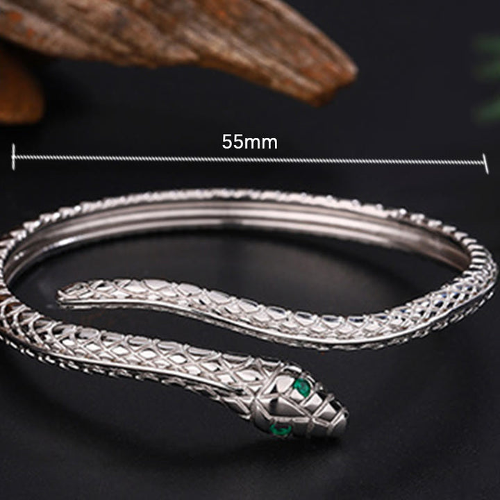 Bracelet de bénédiction de l'année du serpent en argent sterling 999 en forme de serpent de Buddha Stones