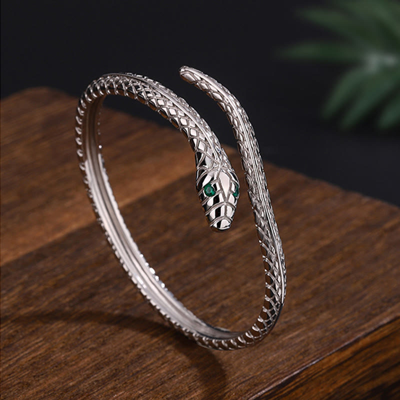 Bracelet de bénédiction de l'année du serpent en argent sterling 999 en forme de serpent de Buddha Stones