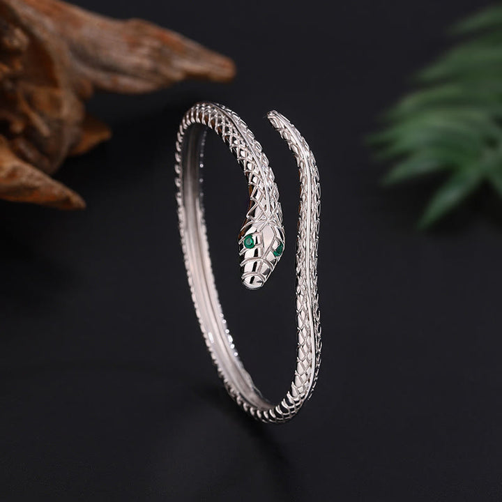 Bracelet de bénédiction de l'année du serpent en argent sterling 999 en forme de serpent de Buddha Stones