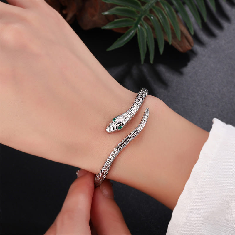 Bracelet de bénédiction de l'année du serpent en argent sterling 999 en forme de serpent de Buddha Stones