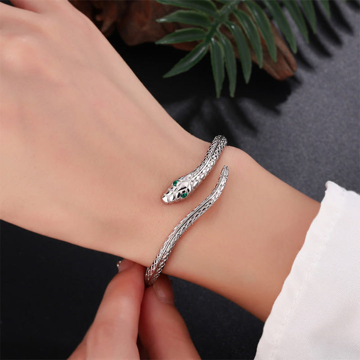 Bracelet de bénédiction de l'année du serpent en argent sterling 999 en forme de serpent de Buddha Stones