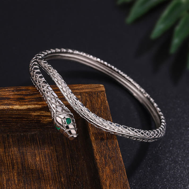 Bracelet de bénédiction de l'année du serpent en argent sterling 999 en forme de serpent de Buddha Stones