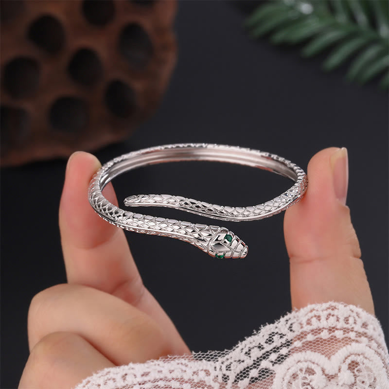 Bracelet de bénédiction de l'année du serpent en argent sterling 999 en forme de serpent de Buddha Stones