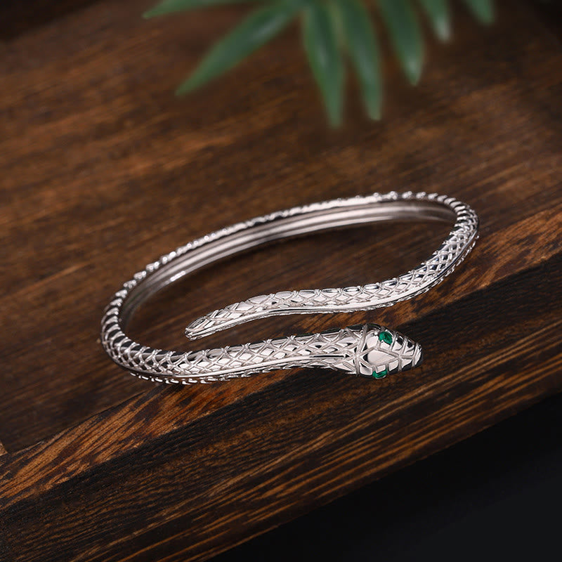 Bracelet de bénédiction de l'année du serpent en argent sterling 999 en forme de serpent de Buddha Stones