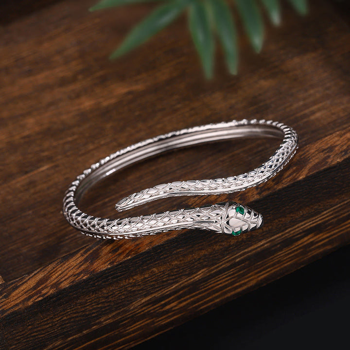 Bracelet de bénédiction de l'année du serpent en argent sterling 999 en forme de serpent de Buddha Stones
