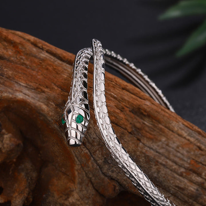 Bracelet de bénédiction de l'année du serpent en argent sterling 999 en forme de serpent de Buddha Stones