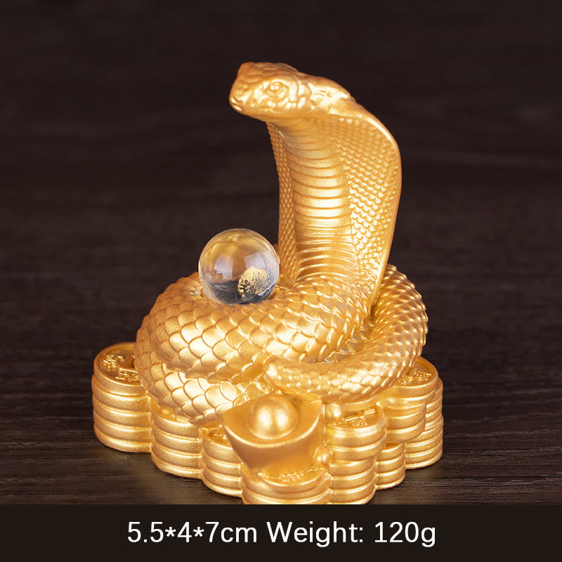 Buddha Stones Année du Serpent Lingots Pièces de Cuivre Boule Richesse Statue en Résine Décoration de la Maison - Petit lingot d'or en forme de serpent 5,5 x 4 x 7 cm - image 1