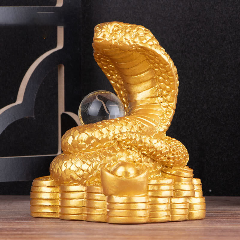 Buddha Stones Année du Serpent Lingots Pièces de Cuivre Boule Richesse Statue en Résine Décoration de la Maison - image 0