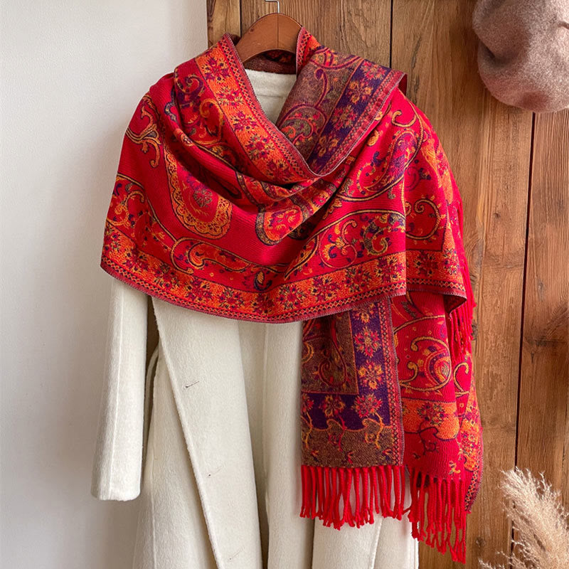 Écharpe de voyage confortable en forme de fleur de cajou tibétaine Buddha Stones pour l'automne et l'hiver - image 14