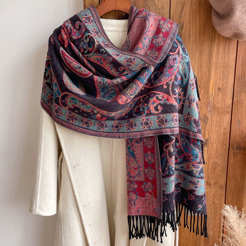 Écharpe de voyage confortable en forme de fleur de cajou tibétaine Buddha Stones pour l'automne et l'hiver - image 25