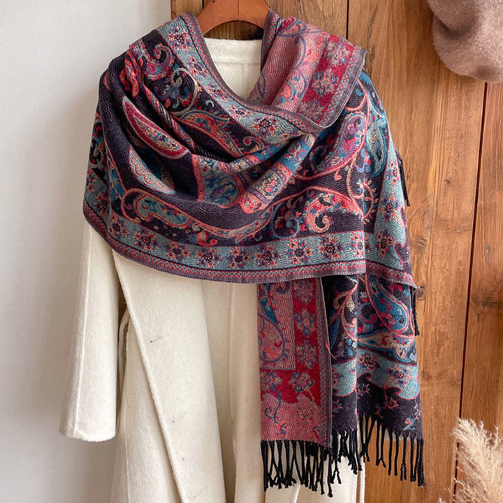 Écharpe de voyage confortable en forme de fleur de cajou tibétaine Buddha Stones pour l'automne et l'hiver - image 25