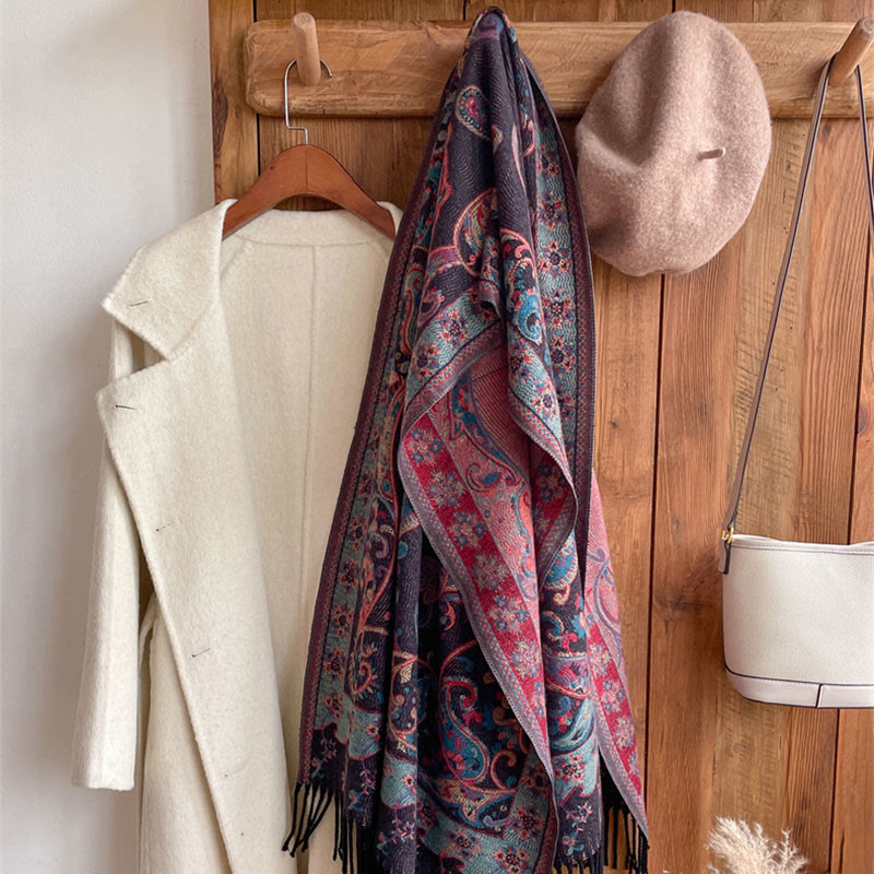 Écharpe de voyage confortable en forme de fleur de cajou tibétaine Buddha Stones pour l'automne et l'hiver - image 26