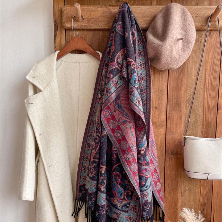 Écharpe de voyage confortable en forme de fleur de cajou tibétaine Buddha Stones pour l'automne et l'hiver - image 26