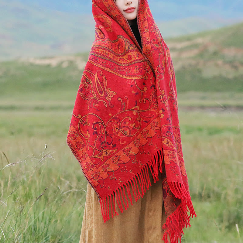 Écharpe de voyage confortable en forme de fleur de cajou tibétaine Buddha Stones pour l'automne et l'hiver - image 10