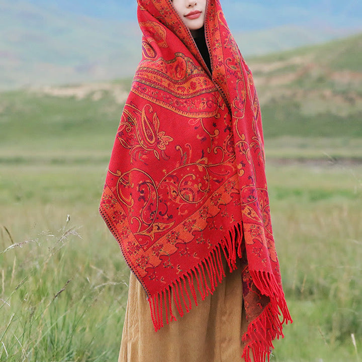 Écharpe de voyage confortable en forme de fleur de cajou tibétaine Buddha Stones pour l'automne et l'hiver - image 10