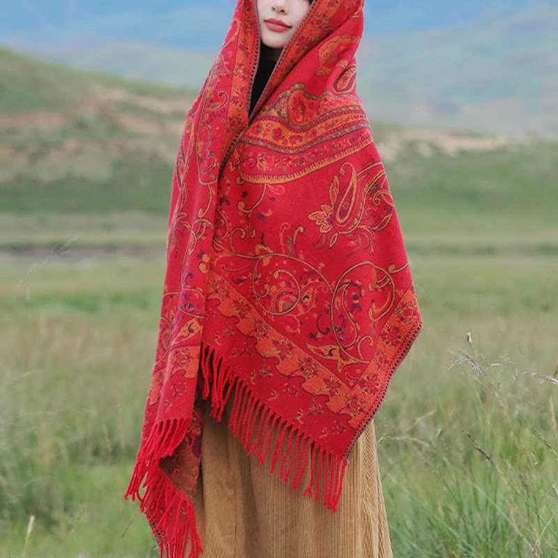 Écharpe de voyage confortable en forme de fleur de cajou tibétaine Buddha Stones pour l'automne et l'hiver - image 11