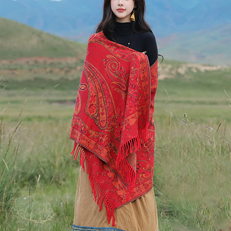 Écharpe de voyage confortable en forme de fleur de cajou tibétaine Buddha Stones pour l'automne et l'hiver - image 12