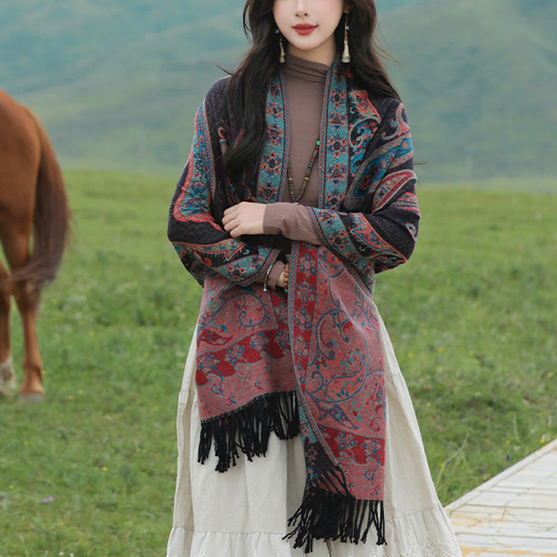 Écharpe de voyage confortable en forme de fleur de cajou tibétaine Buddha Stones pour l'automne et l'hiver - image 22