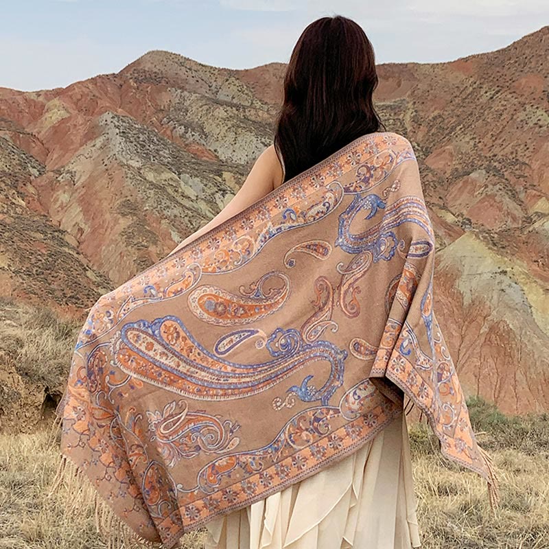 Écharpe de voyage confortable en forme de fleur de cajou tibétaine Buddha Stones pour l'automne et l'hiver - image 31