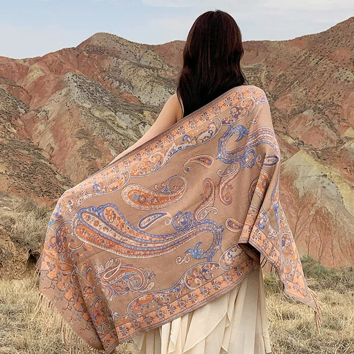 Écharpe de voyage confortable en forme de fleur de cajou tibétaine Buddha Stones pour l'automne et l'hiver - image 31