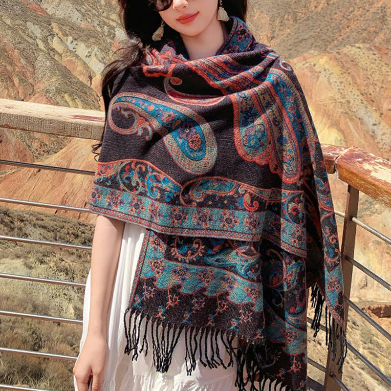 Écharpe de voyage confortable en forme de fleur de cajou tibétaine Buddha Stones pour l'automne et l'hiver - image 19