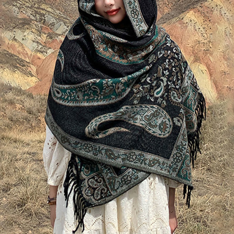 Écharpe de voyage confortable en forme de fleur de cajou tibétaine Buddha Stones pour l'automne et l'hiver - image 2