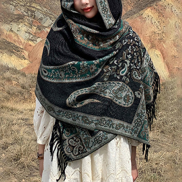 Écharpe de voyage confortable en forme de fleur de cajou tibétaine Buddha Stones pour l'automne et l'hiver - image 2