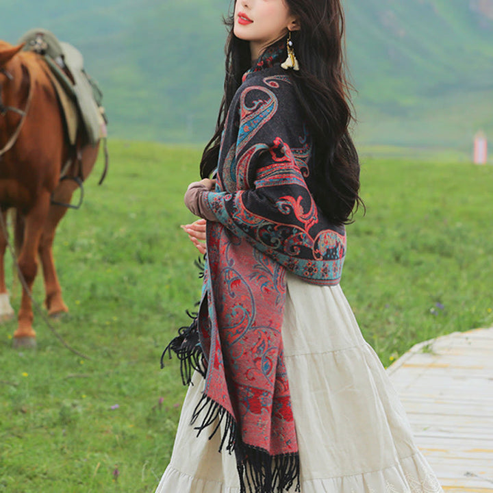 Écharpe de voyage confortable en forme de fleur de cajou tibétaine Buddha Stones pour l'automne et l'hiver - image 23