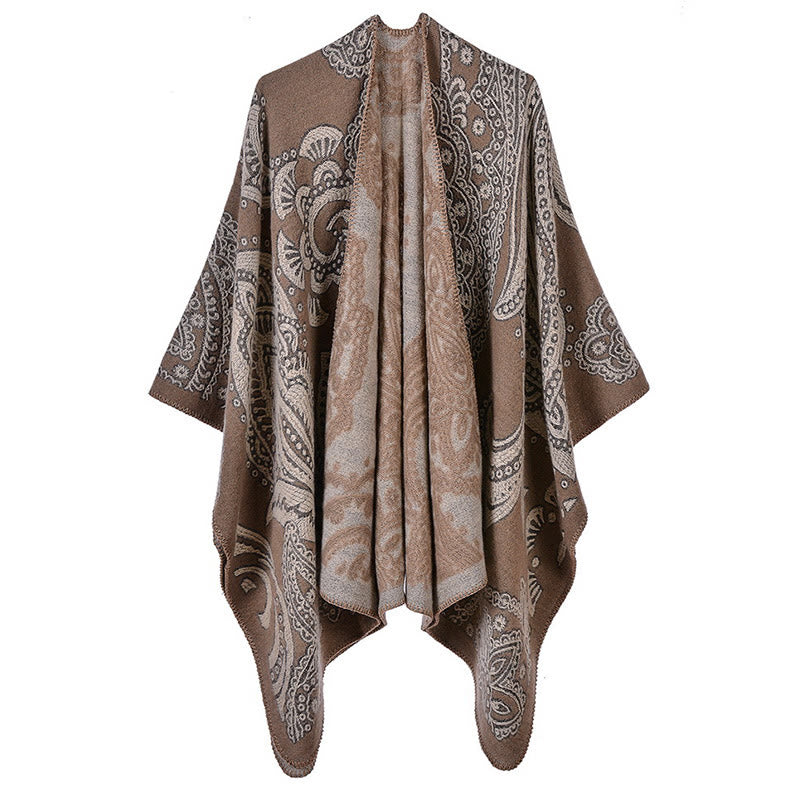 Écharpe enveloppante en cachemire tibétain Buddha Stones et fleurs de cajou pour l'automne et l'hiver
