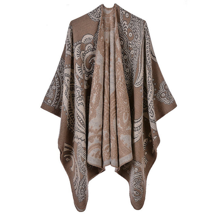 Écharpe enveloppante en cachemire tibétain Buddha Stones et fleurs de cajou pour l'automne et l'hiver