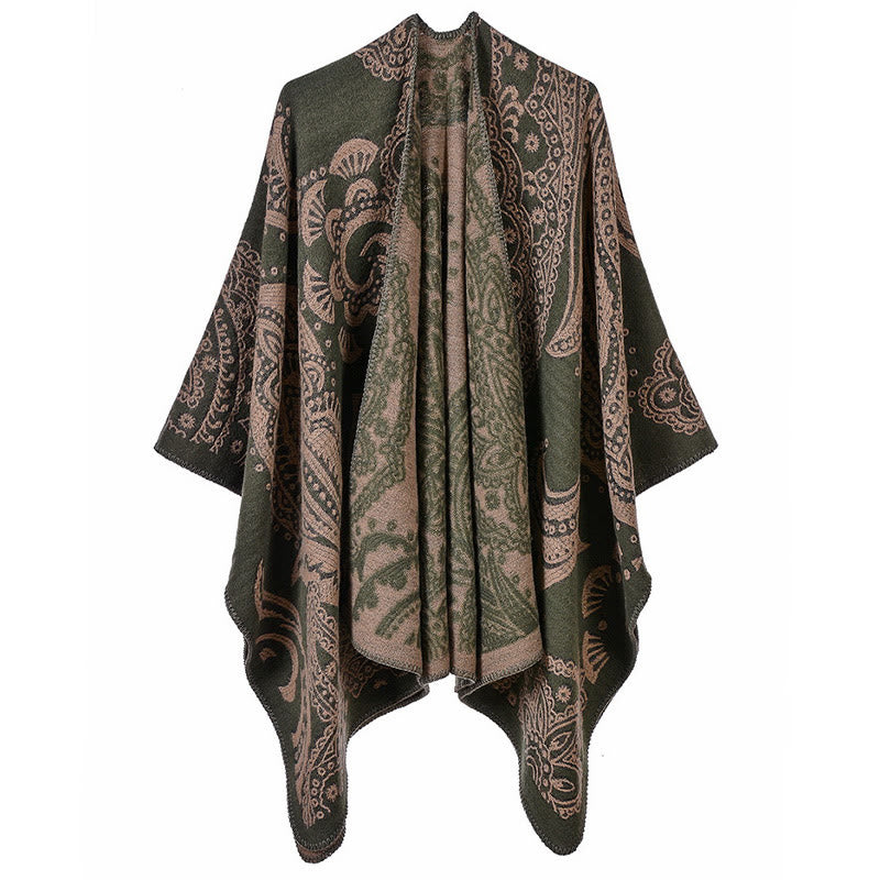 Écharpe enveloppante en cachemire tibétain Buddha Stones et fleurs de cajou pour l'automne et l'hiver