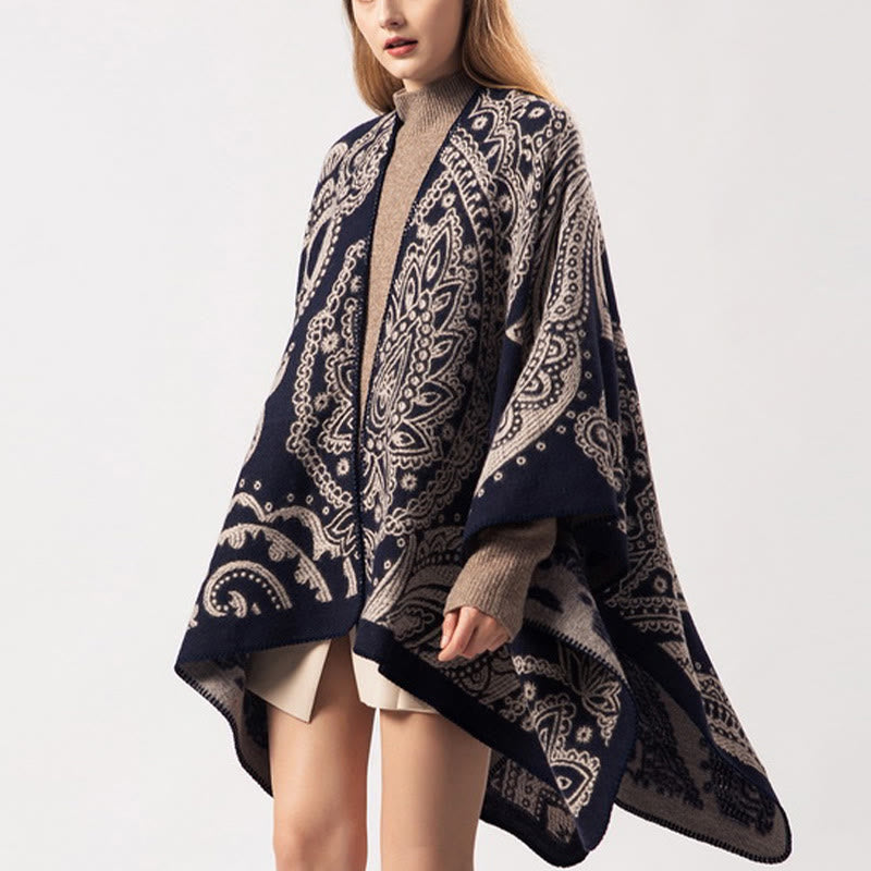 Écharpe enveloppante en cachemire tibétain Buddha Stones et fleurs de cajou pour l'automne et l'hiver - image 1