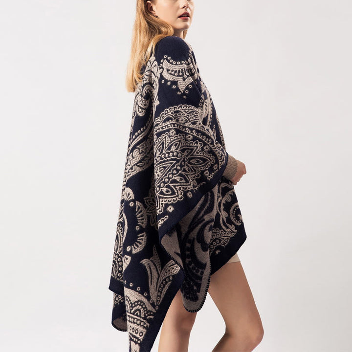 Écharpe enveloppante en cachemire tibétain Buddha Stones et fleurs de cajou pour l'automne et l'hiver - image 2