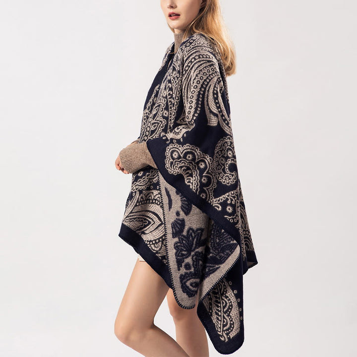 Écharpe enveloppante en cachemire tibétain Buddha Stones et fleurs de cajou pour l'automne et l'hiver - image 4