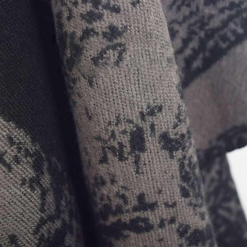 Écharpe double face en forme de cerf sika noir et gris Buddha Stones pour l'automne et l'hiver