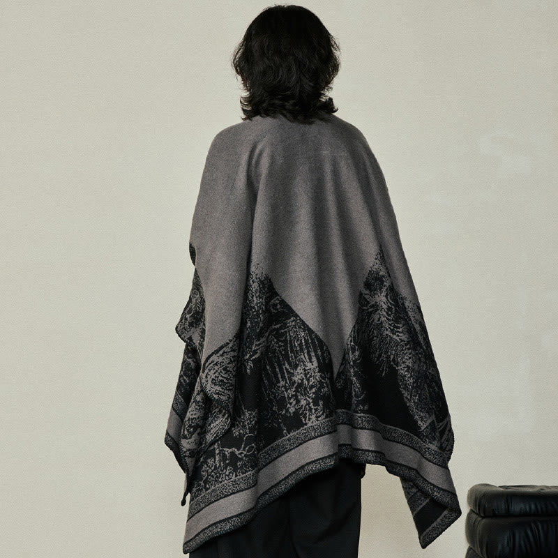 Écharpe double face en forme de cerf sika noir et gris Buddha Stones pour l'automne et l'hiver - image 4