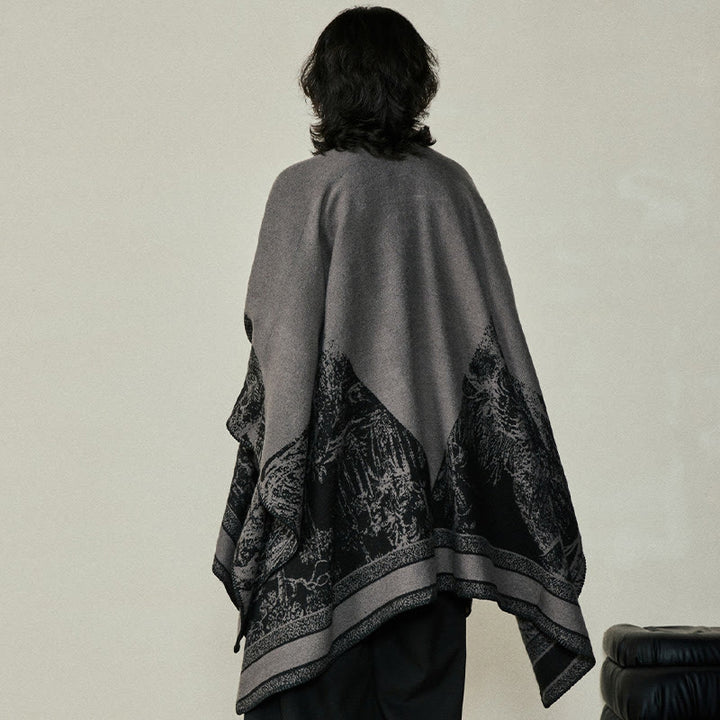 Écharpe double face en forme de cerf sika noir et gris Buddha Stones pour l'automne et l'hiver - image 4