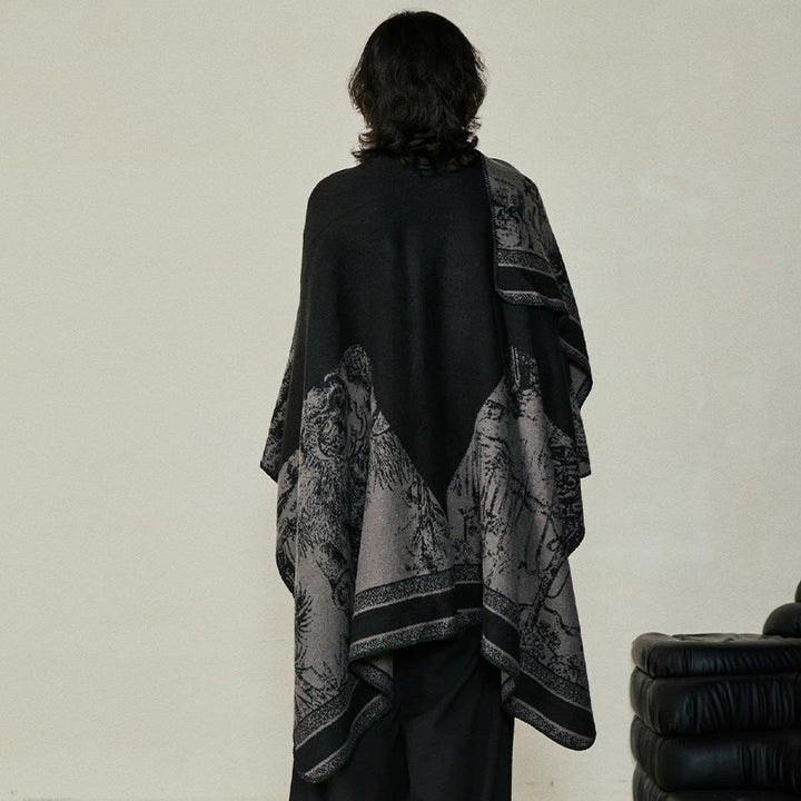 Écharpe double face en forme de cerf sika noir et gris Buddha Stones pour l'automne et l'hiver - image 9