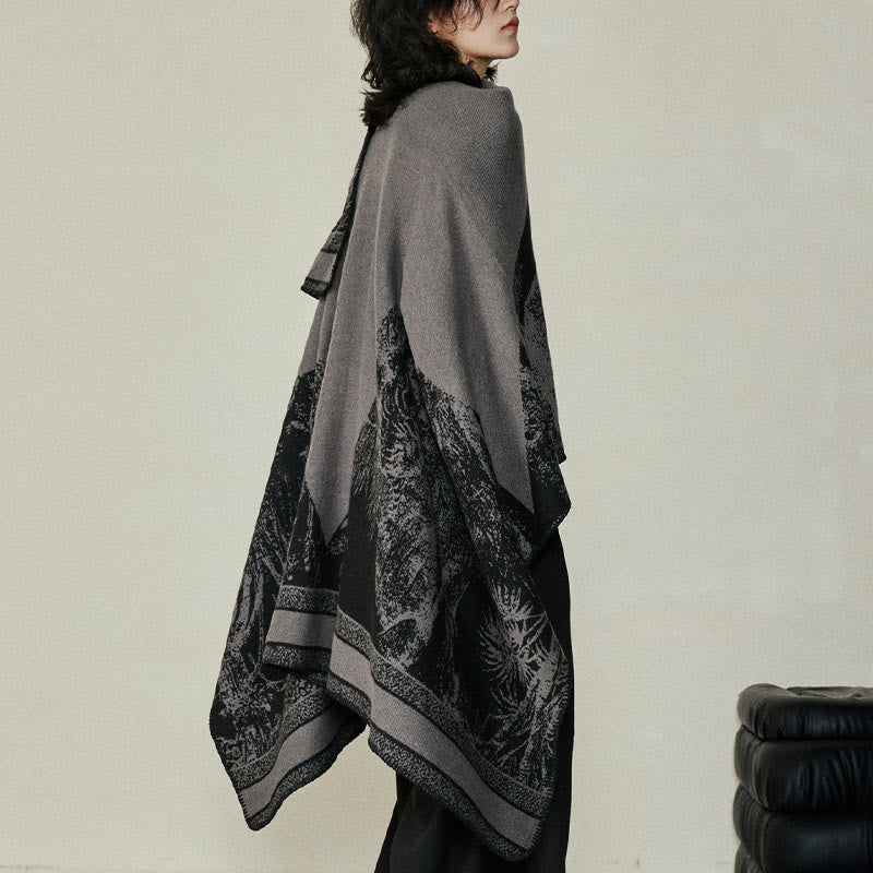 Écharpe double face en forme de cerf sika noir et gris Buddha Stones pour l'automne et l'hiver - image 5