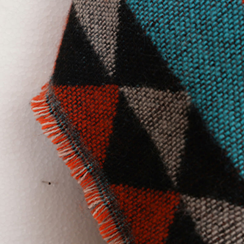 Écharpe enveloppante chaude à pompons Buddha Stones et motif géométrique en losange orange tibétain pour l'automne et l'hiver - image 19