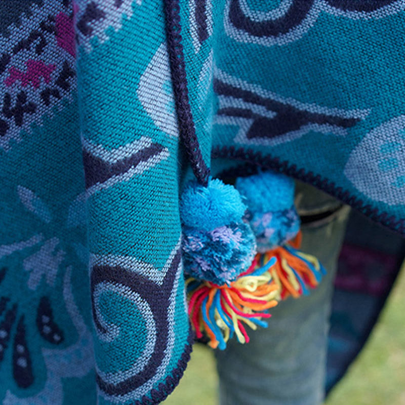 Écharpe enveloppante chaude et douce Buddha Stones et rayures horizontales géométriques tibétaines à motifs de fleurs pour l'automne et l'hiver - image 15
