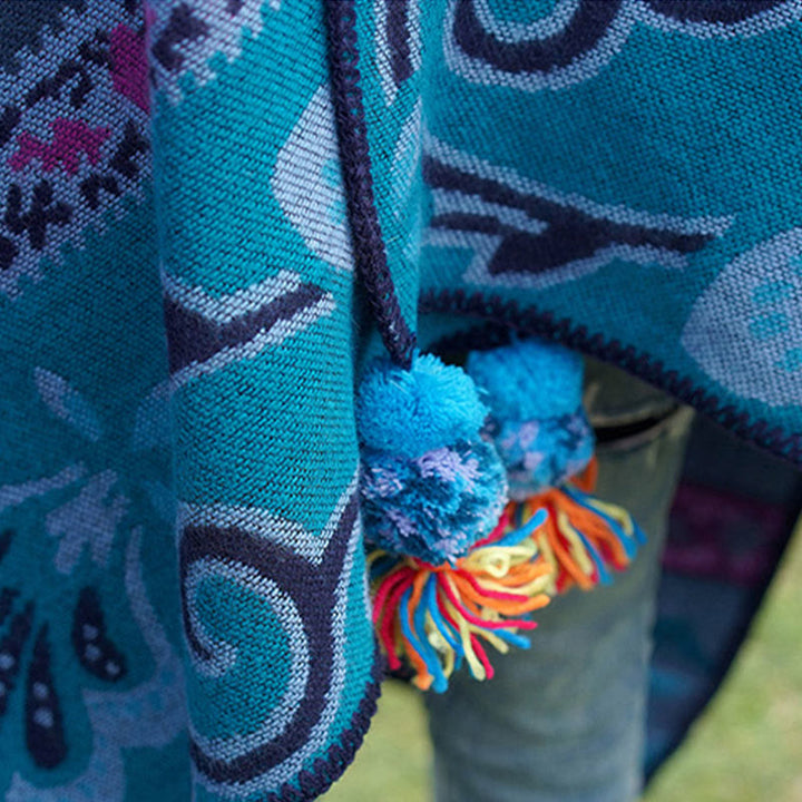Écharpe enveloppante chaude et douce Buddha Stones et rayures horizontales géométriques tibétaines à motifs de fleurs pour l'automne et l'hiver - image 15