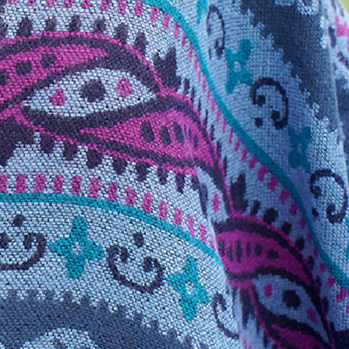 Écharpe enveloppante chaude et douce Buddha Stones et rayures horizontales géométriques tibétaines à motifs de fleurs pour l'automne et l'hiver - image 16