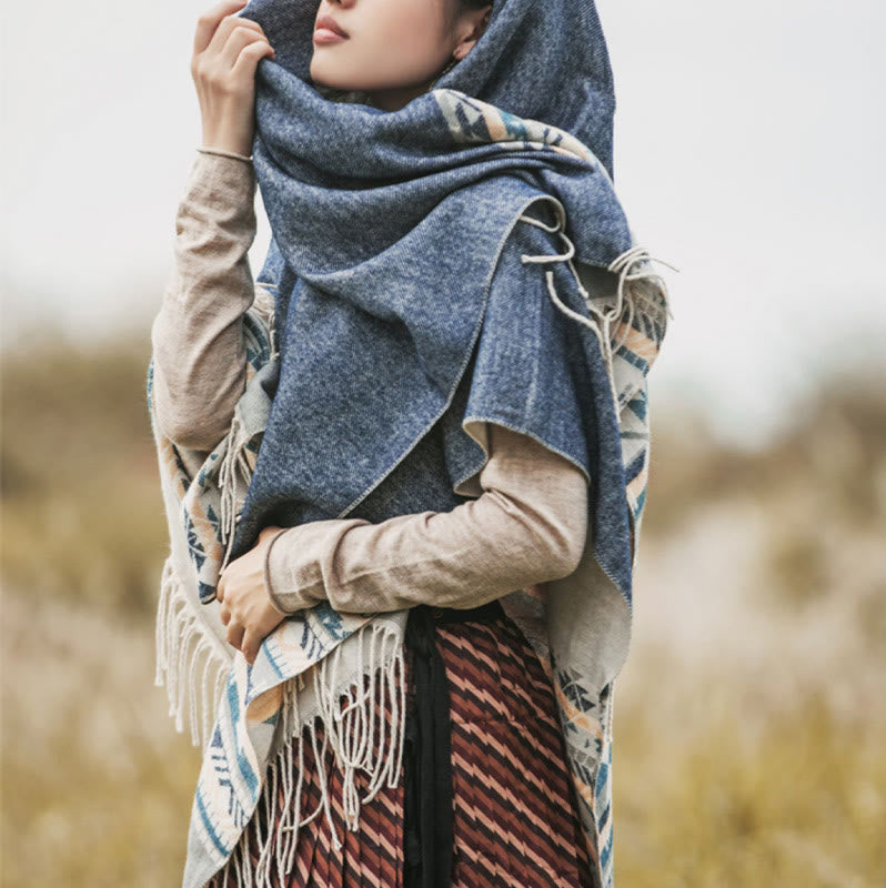 Écharpe enveloppante chaude et confortable avec motif géométrique en losange et Buddha Stones - image 10