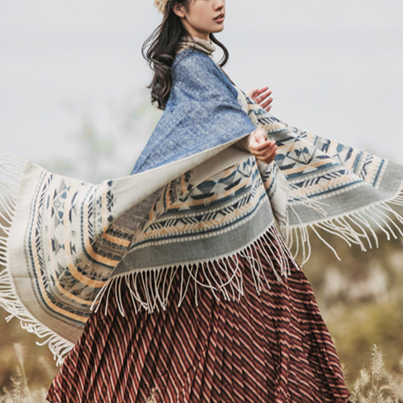 Écharpe enveloppante chaude et confortable avec motif géométrique en losange et Buddha Stones - image 8