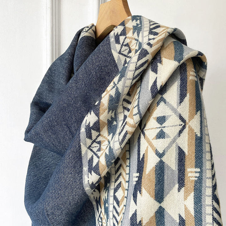 Écharpe enveloppante chaude et confortable avec motif géométrique en losange et Buddha Stones