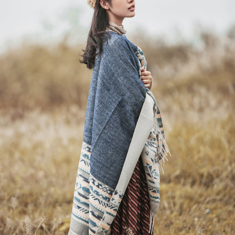 Écharpe enveloppante chaude et confortable avec motif géométrique en losange et Buddha Stones - image 5